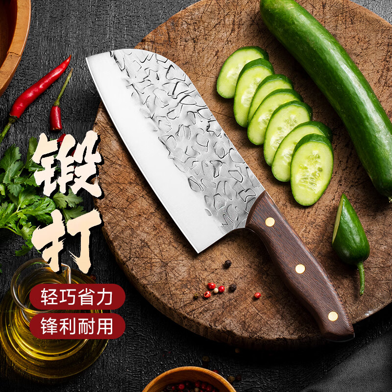 家用厨房专用刀具手工锻打不锈钢斩切刀开刃免磨超锋利切片刀菜刀 默认