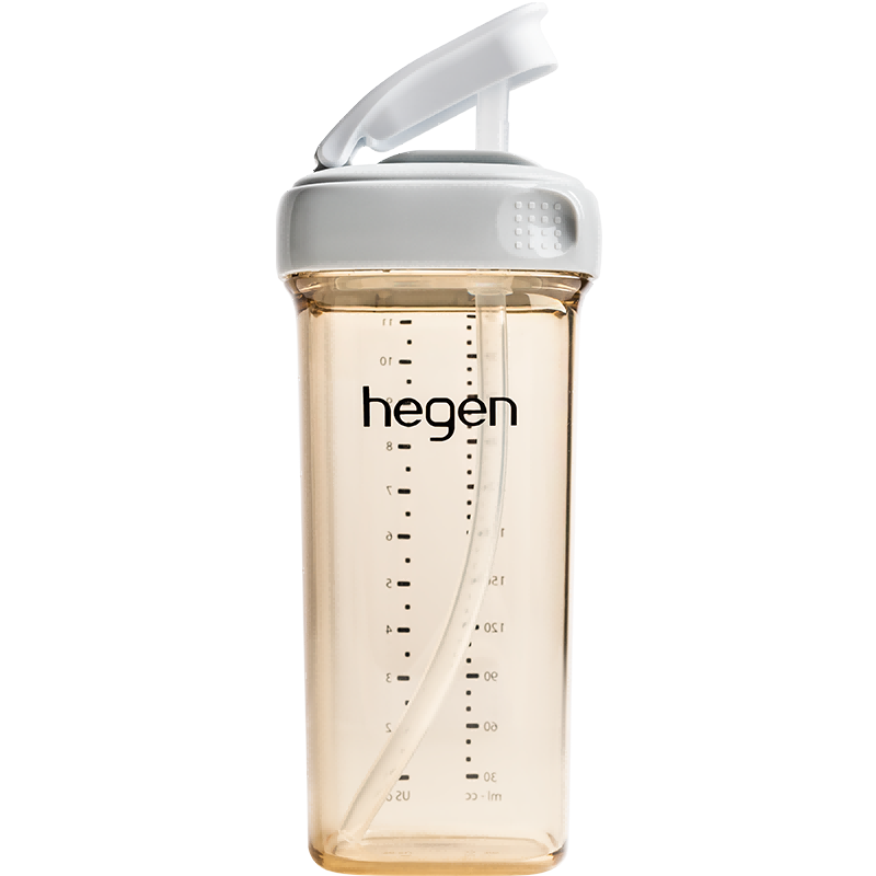 HEGEN海格恩儿童吸管杯盖通用奶瓶杯子配件1-3岁宝宝喝奶直饮水杯盖 灰色吸管杯+吸管杯盖 配件