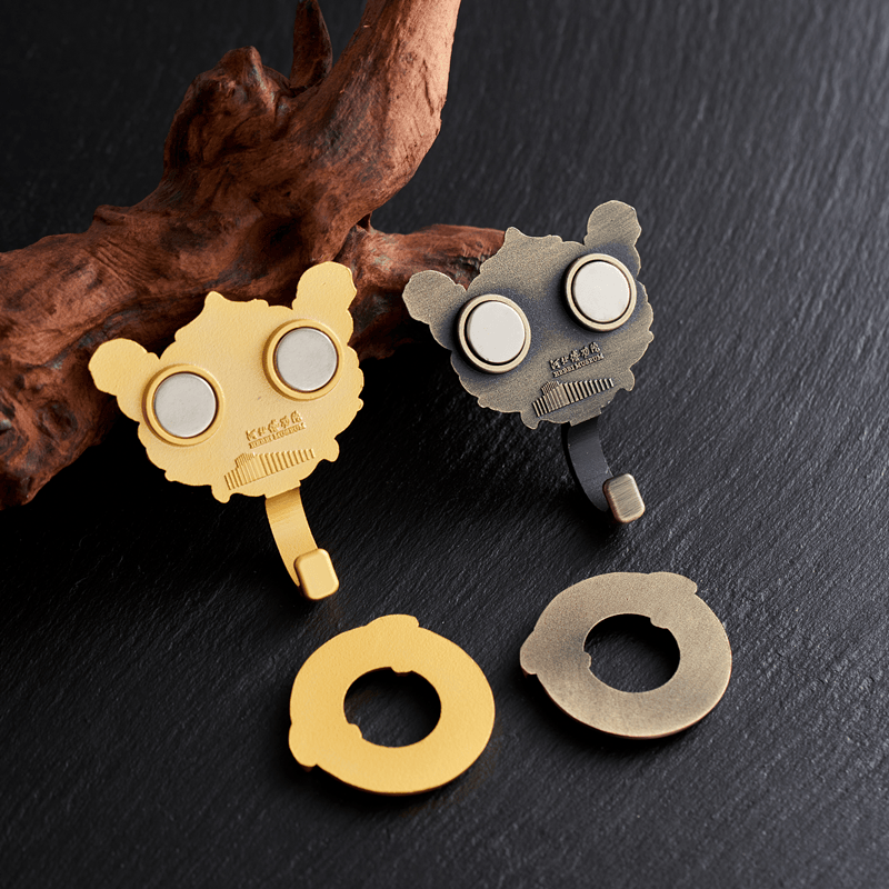 ZNMW河北博物院战 国透雕龙凤纹大铺首立体活动版贴博物馆文创纪念 金色