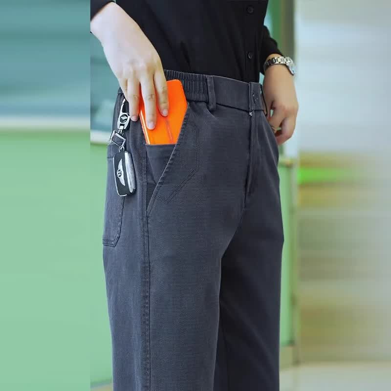 啄木鸟休闲裤男2026夏季薄款天丝阔腿宽松直筒裤子男透气百搭潮流裤子男 灰色 32 建议120-150斤