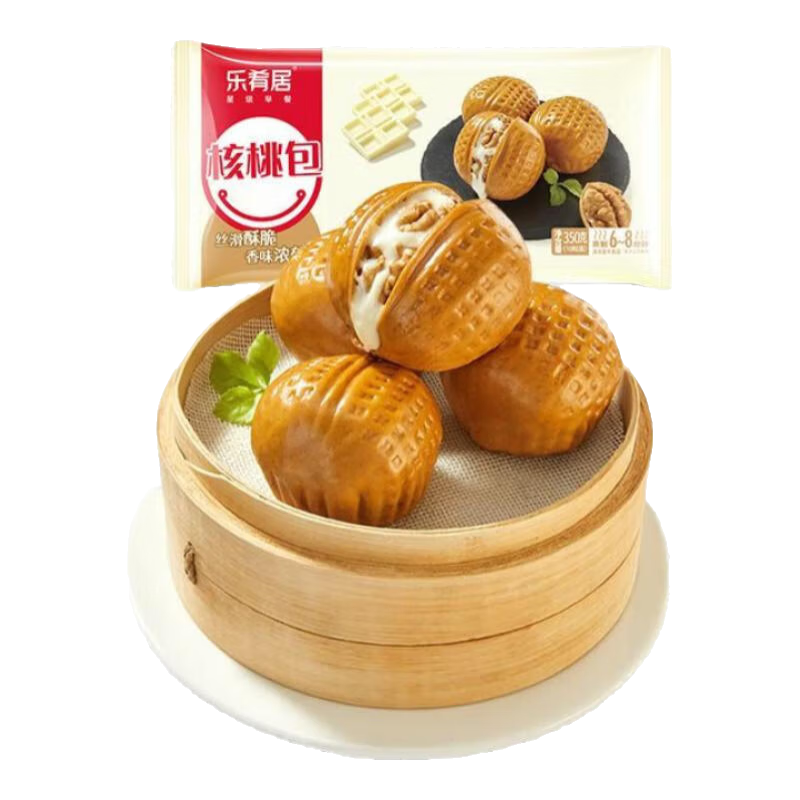 樂肴居【滿199減100】早餐包子點(diǎn)心 叉燒肉包流沙包花卷饅頭 面點(diǎn)半成品 爆漿核桃包350g/10枚