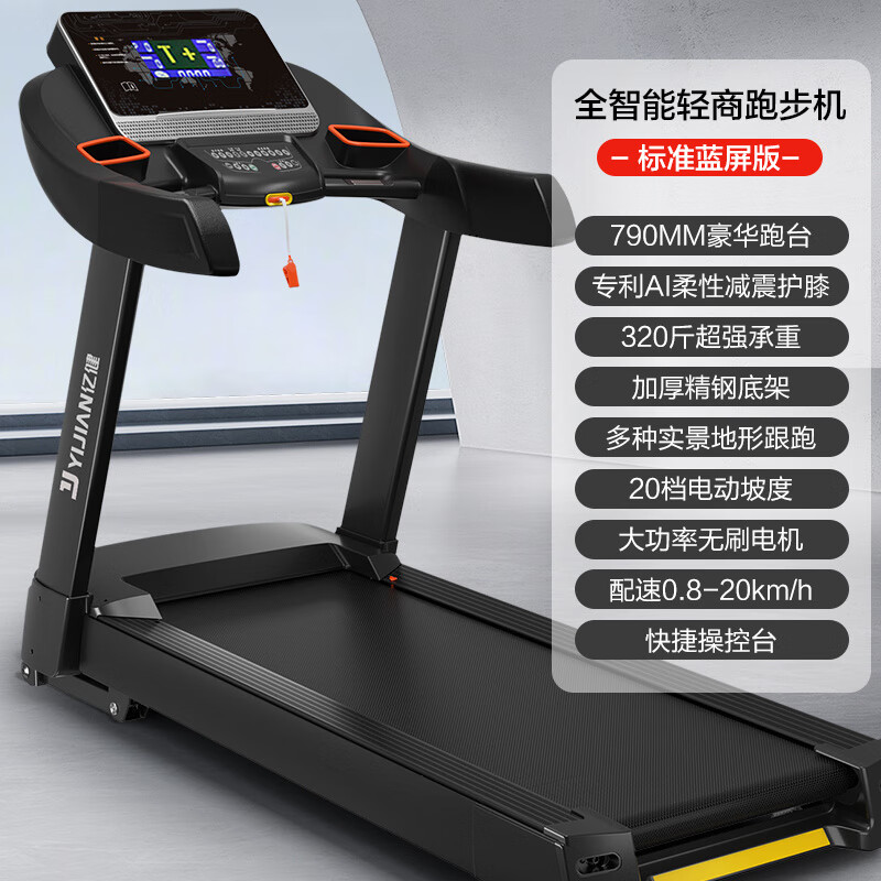 亿健（YIJIAN）跑步机家用款健身房室内专用大型可折叠超静音 蓝屏单功能
