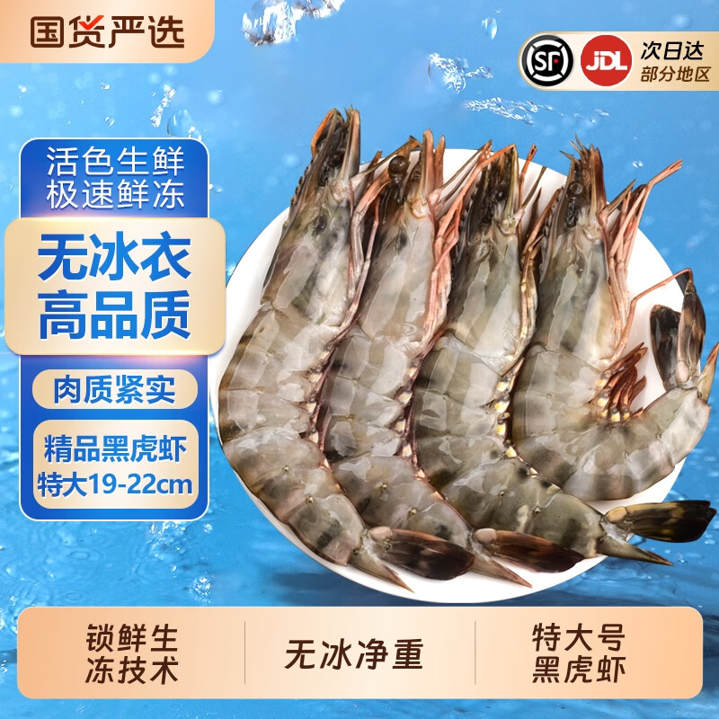 虾有虾途黑虎虾新鲜大虾鲜活虎虾海鲜水产斑节虾对虾老虎虾青虾九节虾 800g 0克(净重)  1820cm每公斤2125祇净重