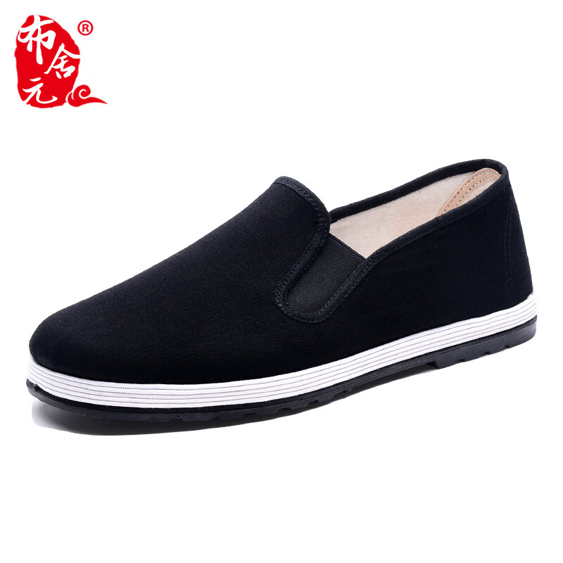 布舍元（BUSHEYUAN）老北京布鞋男士春季新品千層底傳統(tǒng)老布鞋防臭透氣防滑 黑色 38