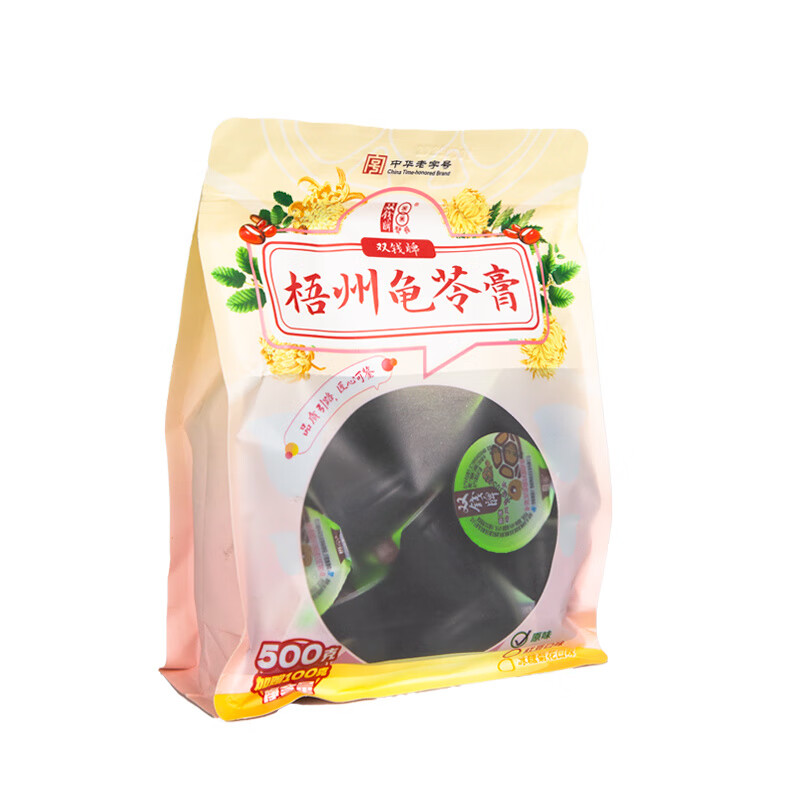 雙錢牌原味紅豆龜苓膏加量裝600g/袋果凍布丁即食 原味龜苓膏600g*1袋 【中華】