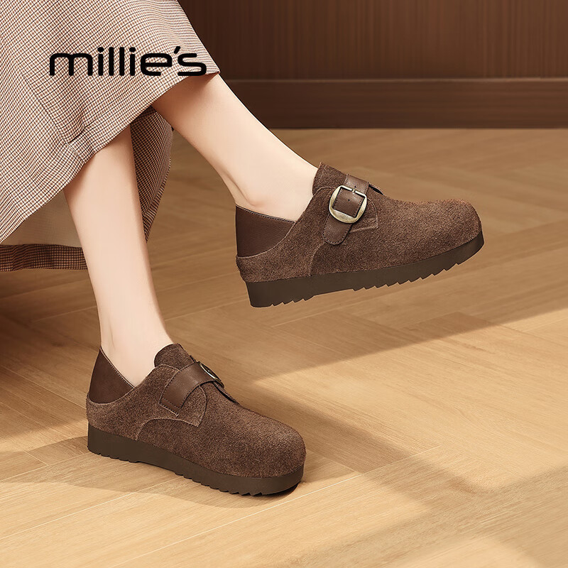妙丽乐福鞋女平底真皮浅口复古时尚2025夏季新款百搭潮流休闲小皮鞋 棕色 37 (235mm) 标准码