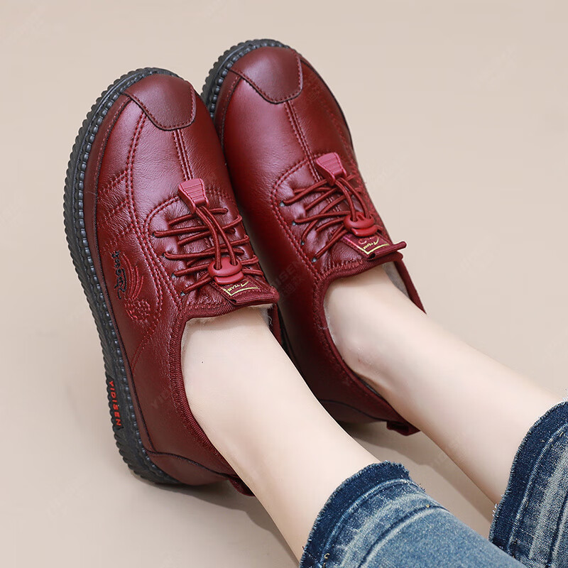 意迪森反季款2025新款老北京布鞋妈妈棉鞋加绒保暖加厚防滑冬季雪地鞋子 黑色加绒 加绒 37 (235mm)