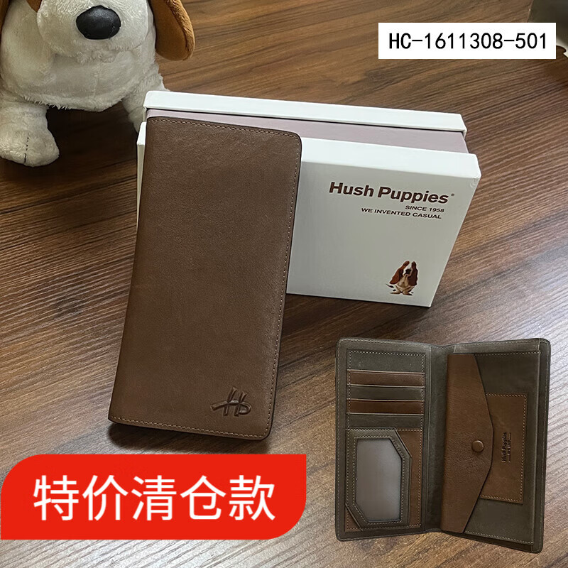 Ͼ��ʿ��Hush Puppies����ʿǮ������ͷ��ţƤ����๦��Ǯ��ʱ��Ʊ���������͸������� ��ɫHC-1611308-501