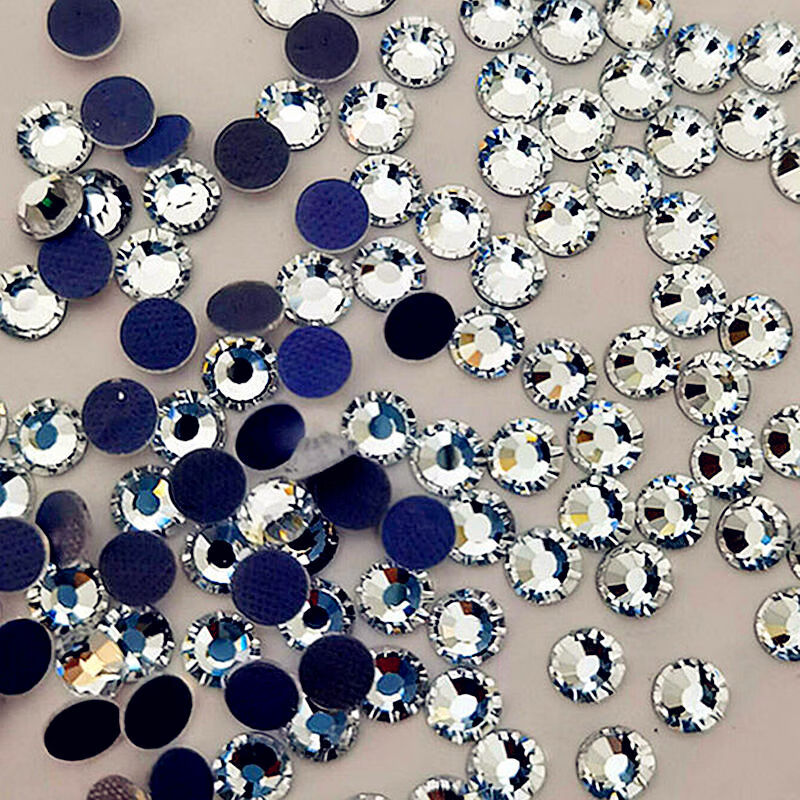 新品奥钻五彩平底烫钻 衣服DIY贴钻补钻带胶幻彩钻深蓝钻烫图配饰 绿色5毫米20号钻一包数量1440颗