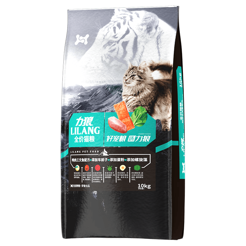 力狼猫粮幼猫成猫流浪猫食全价猫粮猫咪主粮通用型 【经典靓毛】全价鱼肉味10kg20斤