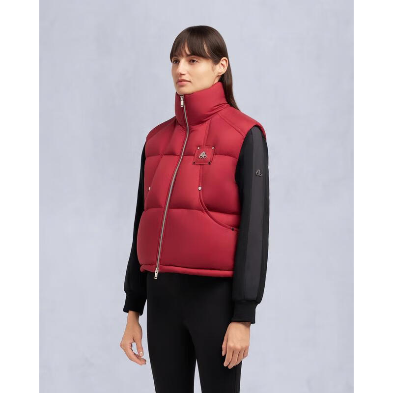 Moose Knuckles女士羽絨服保暖防風(fēng)防水透氣鴨絨立領(lǐng)短款絎縫冬季通勤馬甲輕薄 SUMAC 均碼 |M