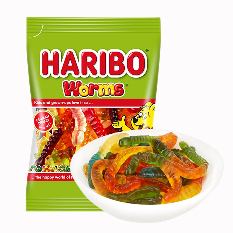 哈瑞寶（Haribo）土耳其進(jìn)口哈瑞寶蟲(chóng)蟲(chóng)狂歡橡皮糖80g毛毛蟲(chóng)軟糖水果糖喜糖 蟲(chóng)蟲(chóng)狂歡橡皮糖80g*1袋