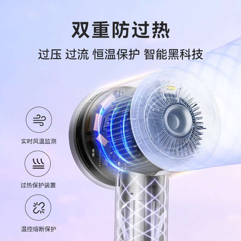 康佳（KONKA）吹风机家用负离子大功率静音不伤发电吹风高速无叶学生宿舍速干无声护发造型吹头发实用礼物女 【象牙白】1亿负离子+2万转+双重隔热保护