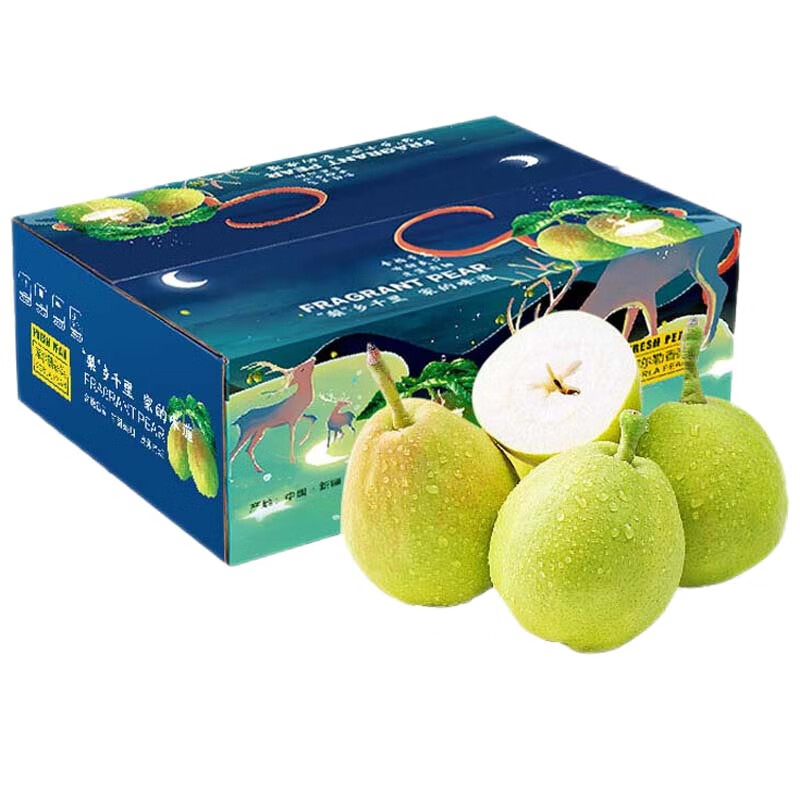 鲸咚亿农正宗新疆库尔勒香梨全母梨新鲜水果礼盒年货节送礼 带箱10斤特级全母梨120克+【净重9斤】