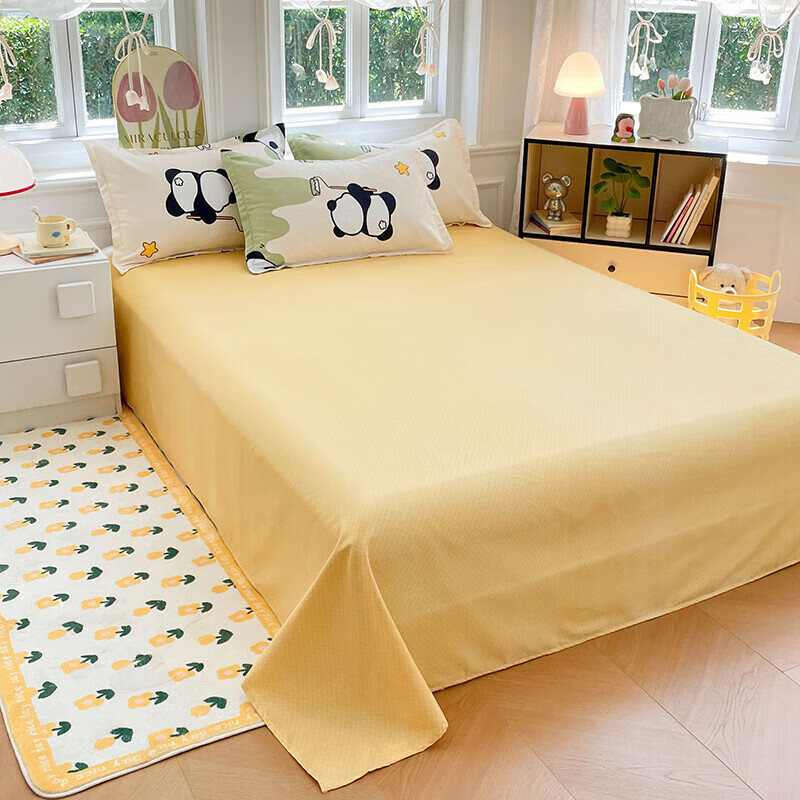 软贝小清新四件套 透气亲肤印花卡通简约田园风被套床单款套件 活力熊 2.0m 床单款 四件套（被套200*230cm）