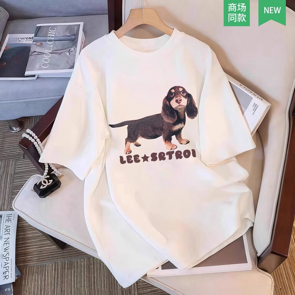 LEESRTROI短袖T恤男女同款2025夏季夏季新款潮牌休闲宽松ins纯棉百搭情侣 珍珠白 S (80-100斤)