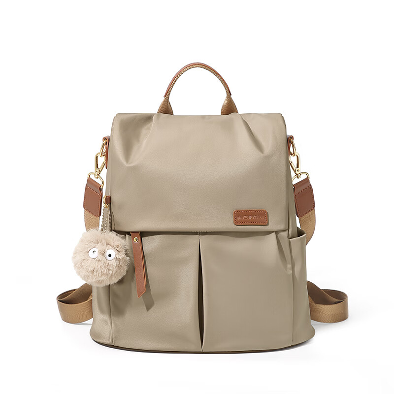 MAKEUP KITTEN双肩包女2026新款轻便旅行背包小众款初高中学生书包生日节日礼物 卡其色-生日礼物