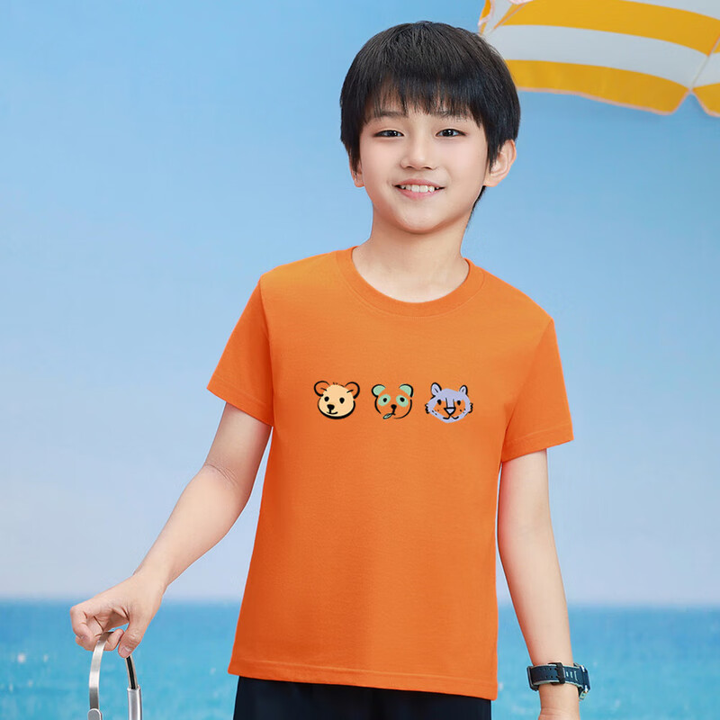 真维斯童装2025夏季新款男女童同款透气圆领短袖T恤儿童印花NZ 白色2100 150 cm