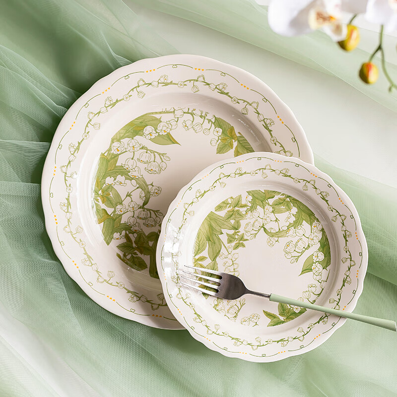 白朔碗具套装碗盘餐具整套简约高级陶瓷釉下彩餐具套装乔迁家用送礼 2人食带汤碗（不带礼盒） 9件套 【景德镇发货 胖东来同款】