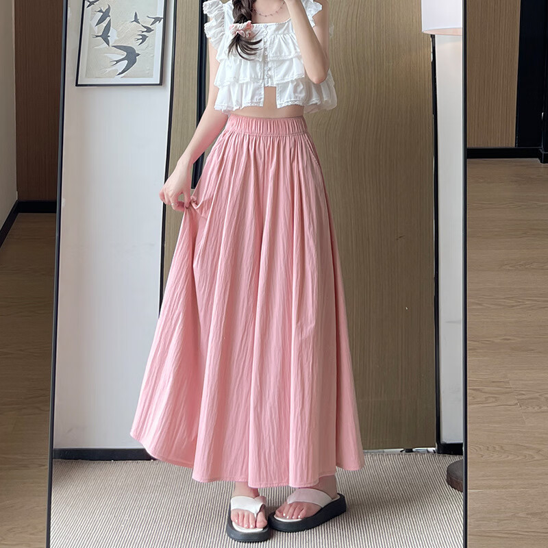 燠阳新款山本裙裤女夏季薄款高腰休闲显瘦垂感小个子冰丝阔腿裤子 杏色 L 【101-125斤】裤长80cm左右