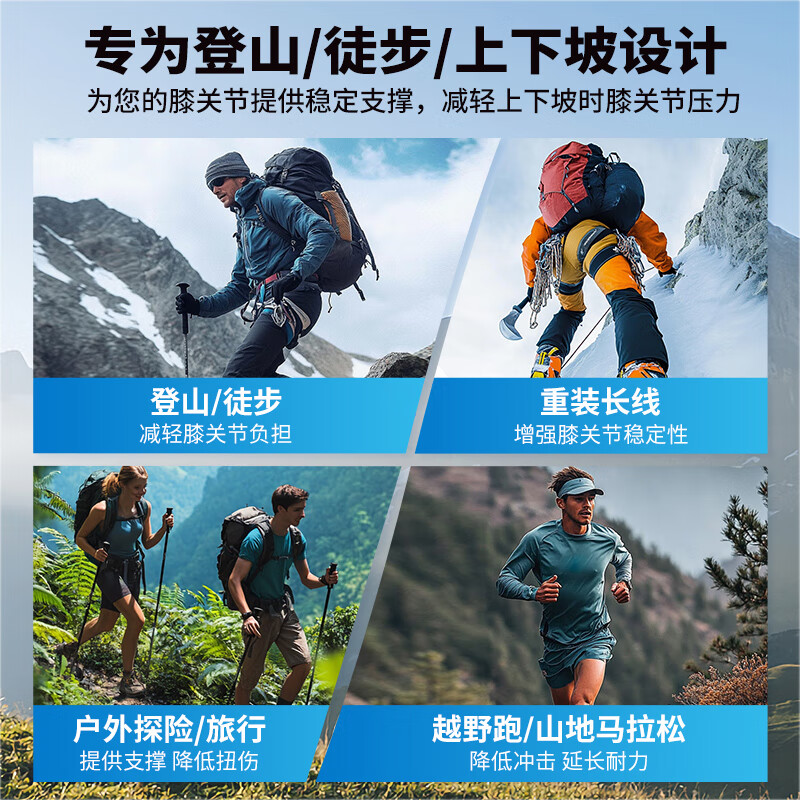 LP 专业登山护膝 户外骑行徒步跑步高透气运动护具533系列运动护膝 短款双弹簧533CN 【礼盒两只装】 均 码