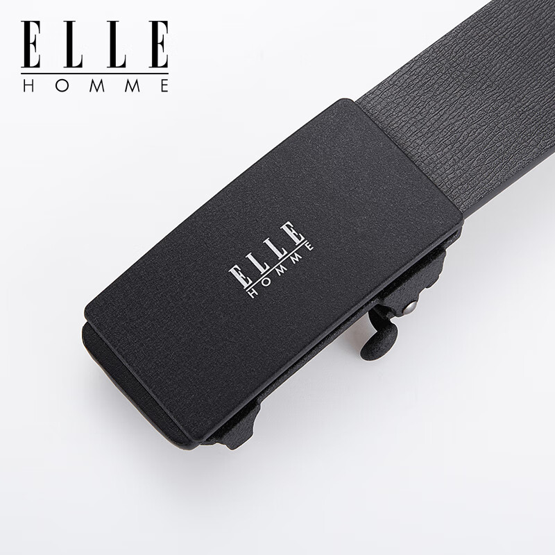 ELLE HOMME男士皮带男真皮无牙自动扣腰带商务裤带高档生日圣诞礼物送男友 【专柜礼盒】磨砂扣头-902049 130cm （200斤-220斤适用）