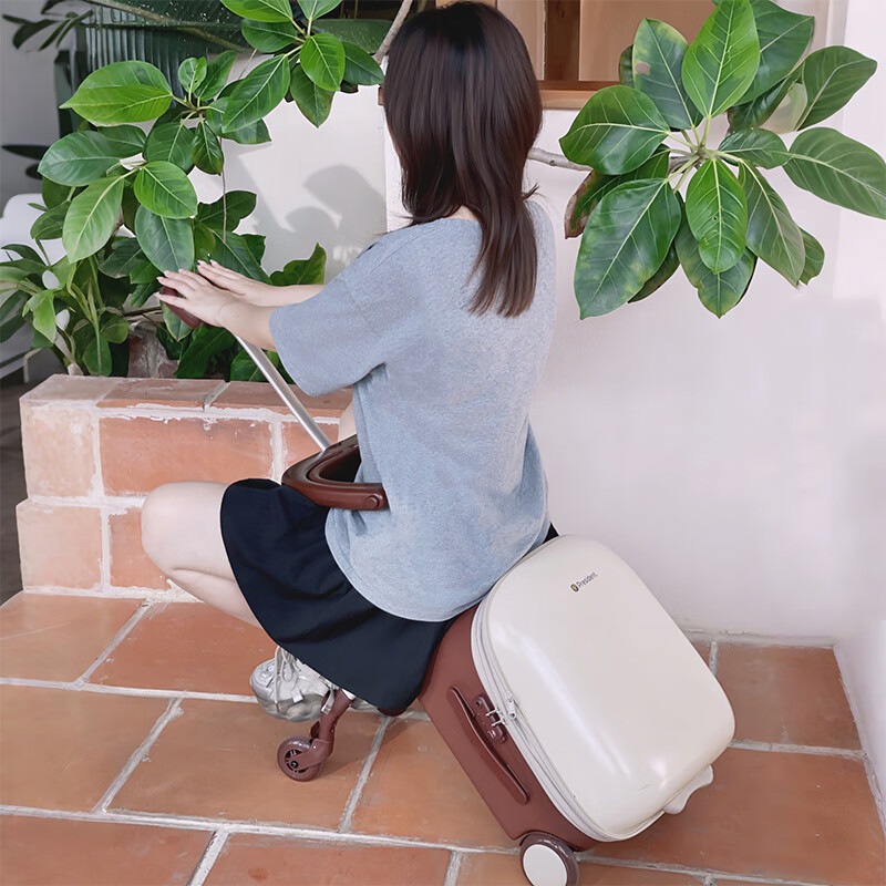 凌秀儿童大容量拉杆箱行李箱旅行箱结实耐用时尚款宝妈必备可登机 儿童拉杆箱 20英寸 卡其【扩容版】海关锁+带刹车【45.8L】