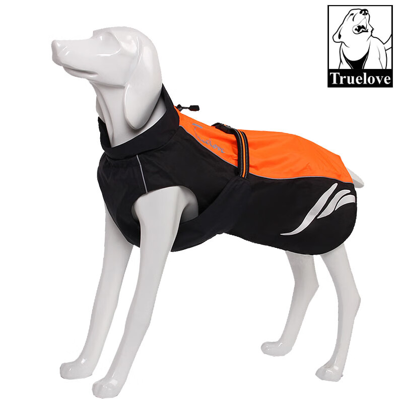 TRUELOVE狗狗衣服寵物用品服飾小狗大狗金毛大型犬薄款戶外沖鋒裝 桔色 M 背長27c