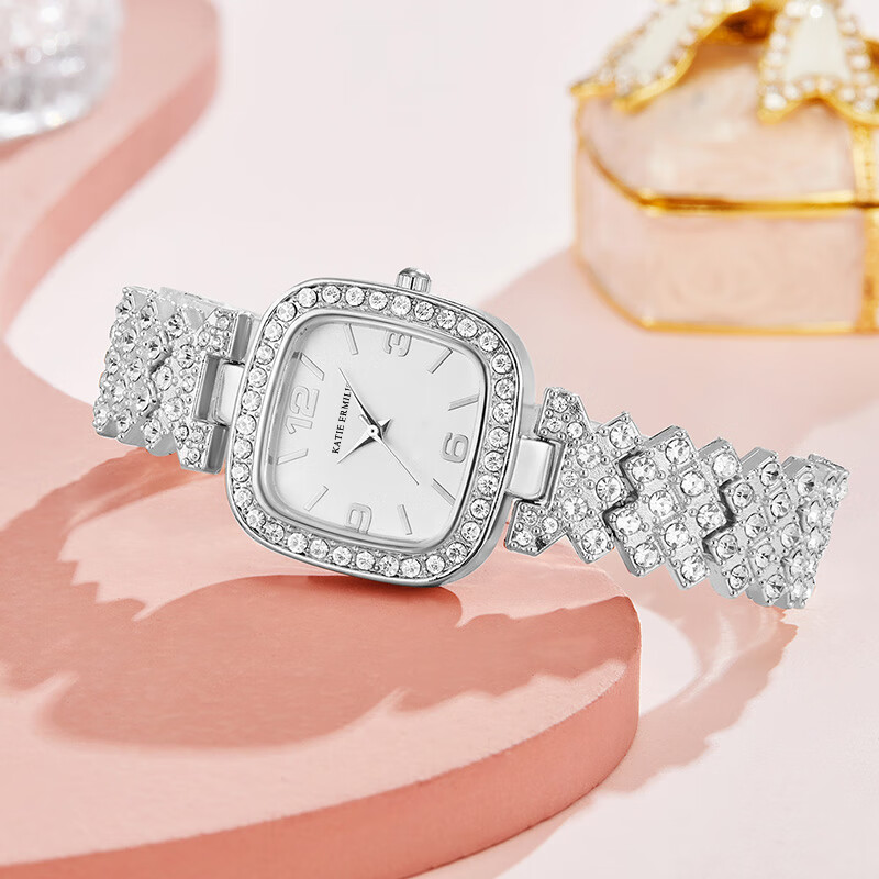 KATIE ERMILIO镶钻气质轻奢高级感手表时尚百搭石英女腕表七夕情人节礼物送女友