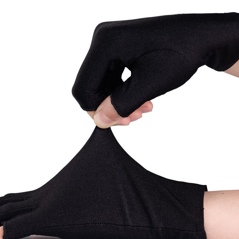 【精选】女半指骑行开车防晒手套春夏季触屏高弹防滑手套薄款透气 半指手套-黑色