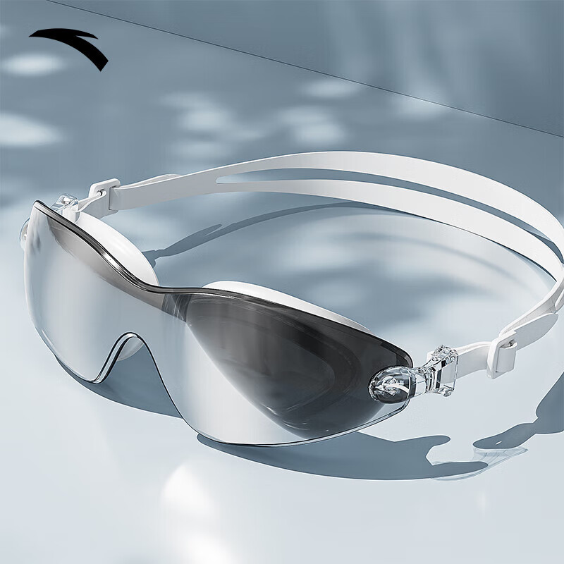 安踏大框泳镜男款游泳眼镜专业高清防雾防水女士专用高颜值清澈白	