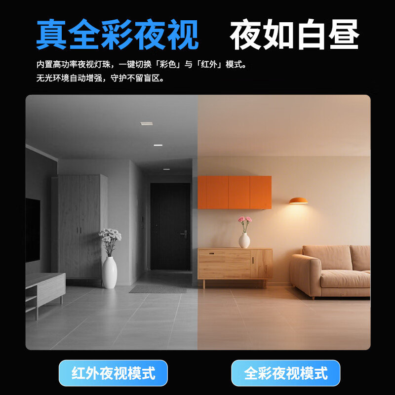 飞利浦（PHILIPS）摄像头家用监控器360度无死角带夜视全景监控无需连wifi终身免流量手机远程可对话室内高清监视器 4G免充值双摄+30天循环录像+终身免费流量