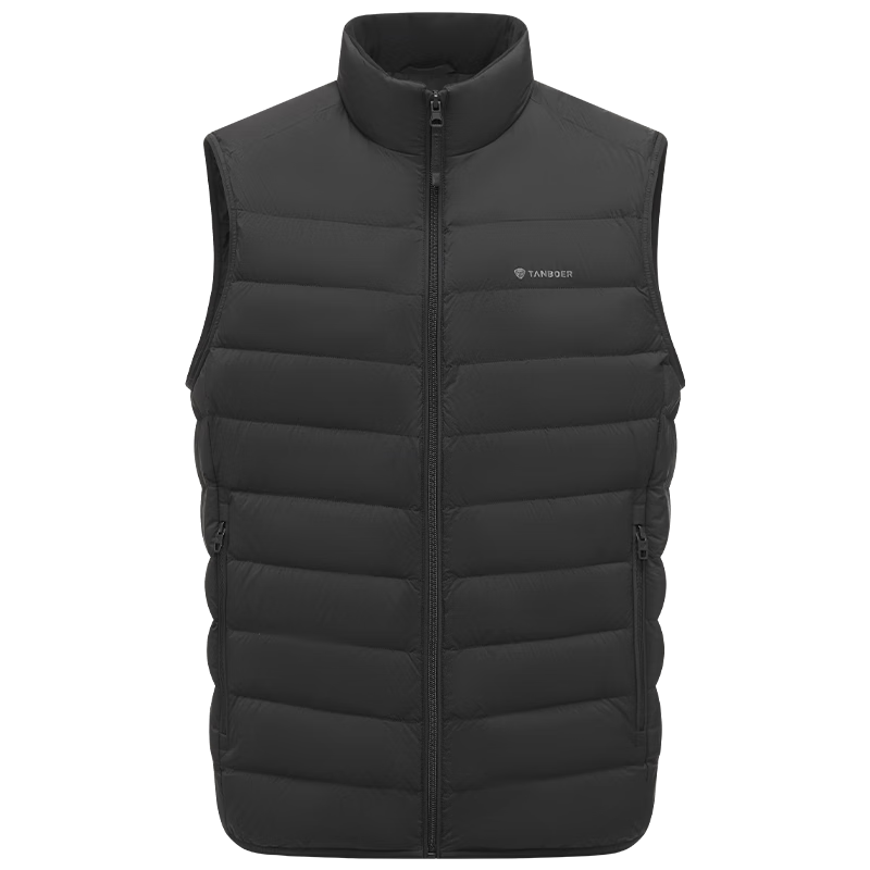 坦博尔羽绒马甲男秋冬百搭短款立领保暖坎肩TA5330101A黑色175