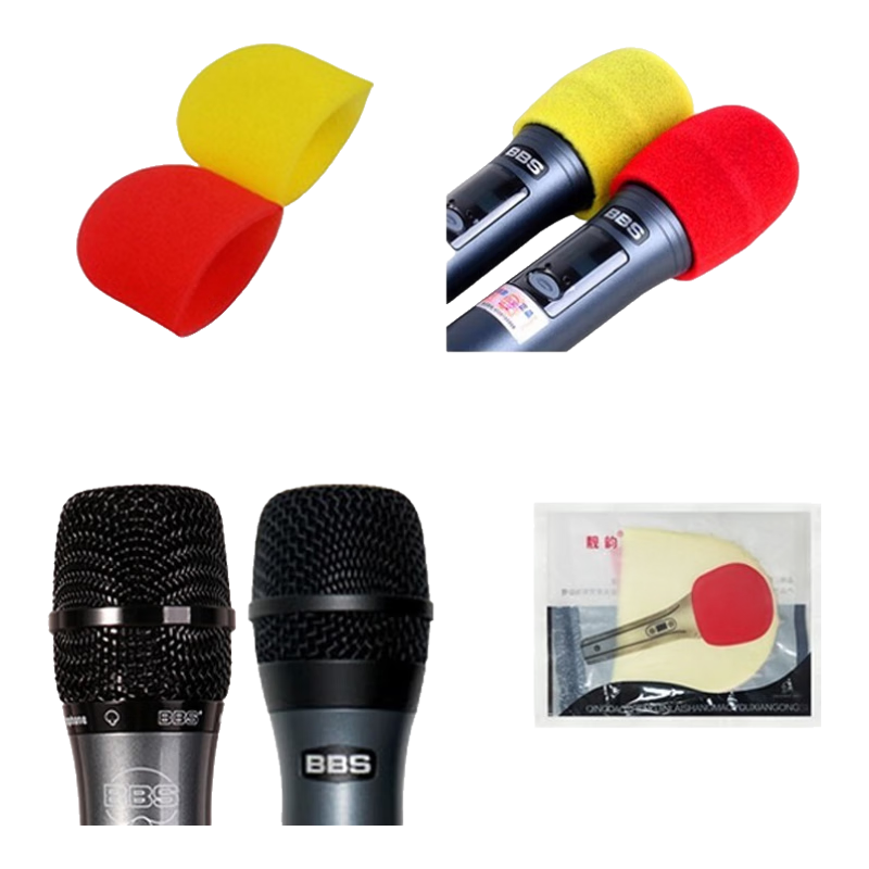 靚韻KTV專用加厚一次性海綿話筒套麥克風(fēng)套無線話筒海綿套防噴防風(fēng)咪罩咪套保護(hù)罩ktv耗材干凈衛(wèi)生 紅黃3.5mm厚1000包