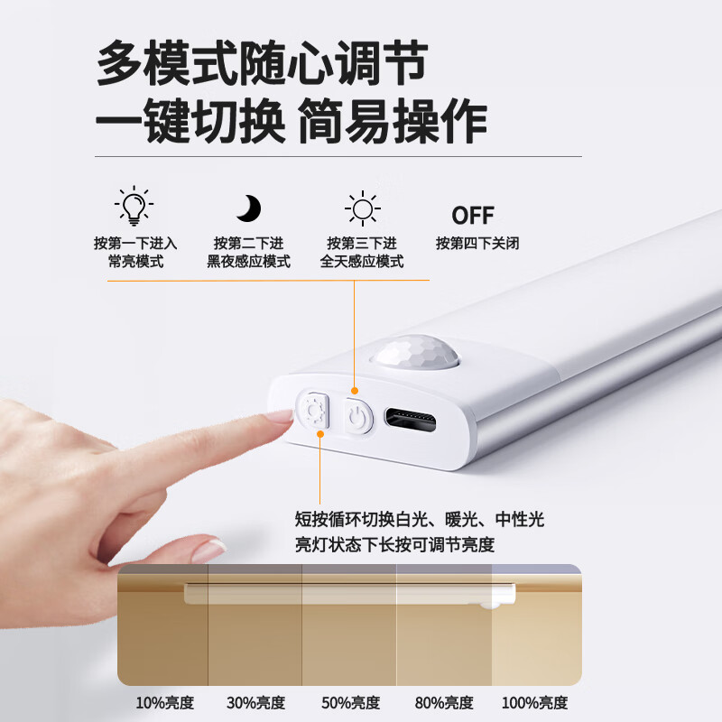 蹬捷汽车后备箱灯通用磁吸LED自动感应灯车载免打孔尾箱灯车内照明灯 26年加长款+600毫安+双排40颗LED灯珠【1个装】 无规格