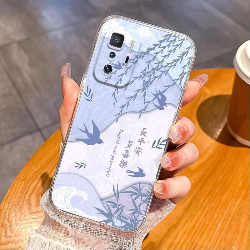 良友情红米note7 note8 note10 pro手机壳中国风note10pro透明国潮redmi 10x note9 4g 5G新中式防 长平安多喜乐CA03透明太空壳 红米 10X 5G