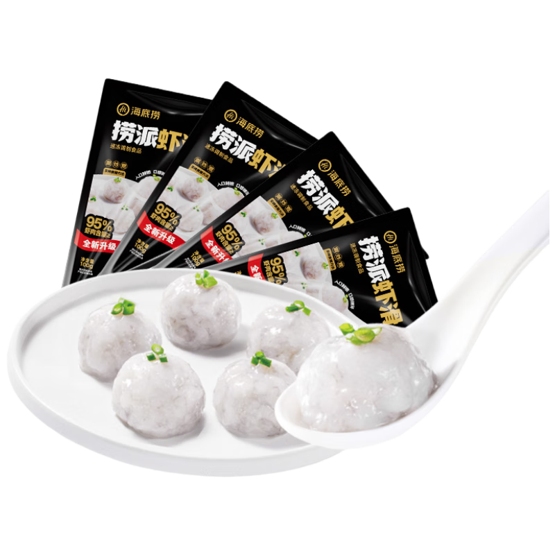 海底捞捞派虾滑100g*4连包虾含量≥95%生鲜涮锅关东煮丸滑丸子火锅食材