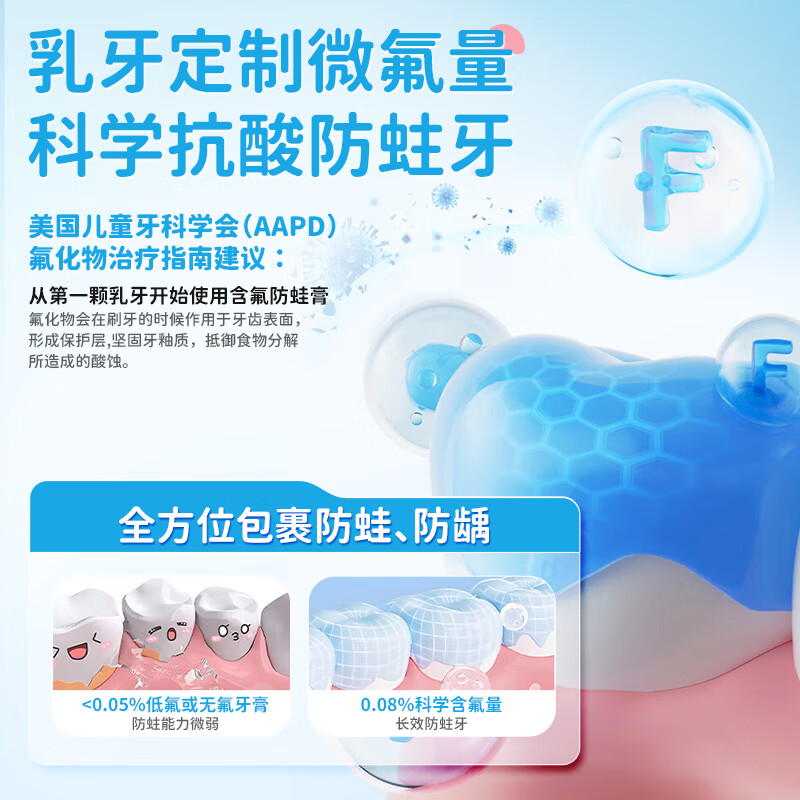 卡娇奴医研级青少年防蛀含氟龋齿牙洞去渍换牙期专用儿童防蛀护龈 医用青少年*3【持久养护 无惧蛀牙】3-12岁
