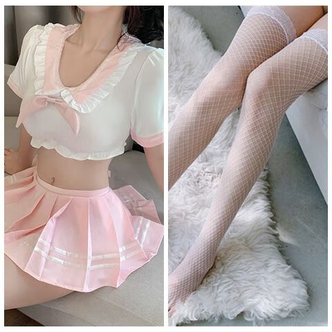 姬欲性感清纯JK装水手服主播空姐内衣制服睡衣角色扮演攻速战袍 纯爱校花套装+白网袜 M【80-110斤】