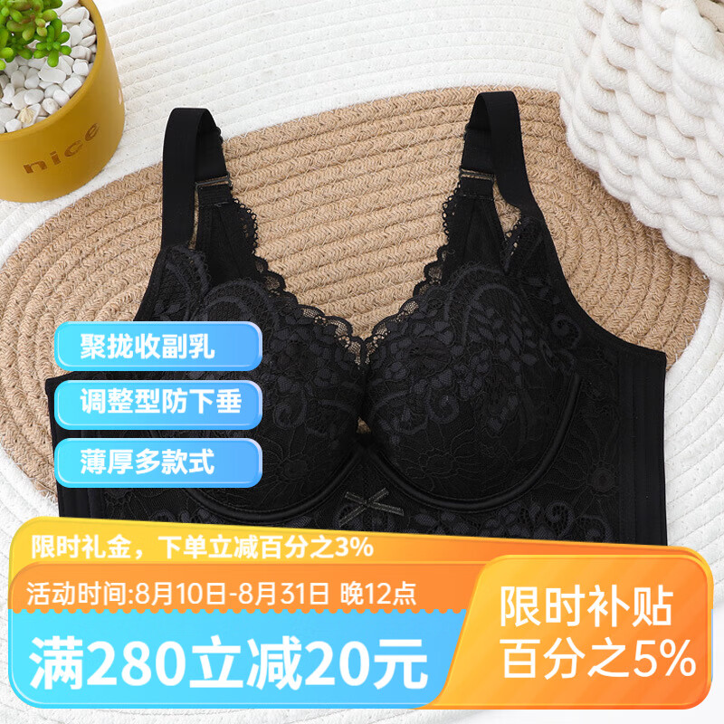 SAGIV西施尔美容院线聚拢文胸薄款调整型内衣大胸显小收副乳上托秋 肤色 90B