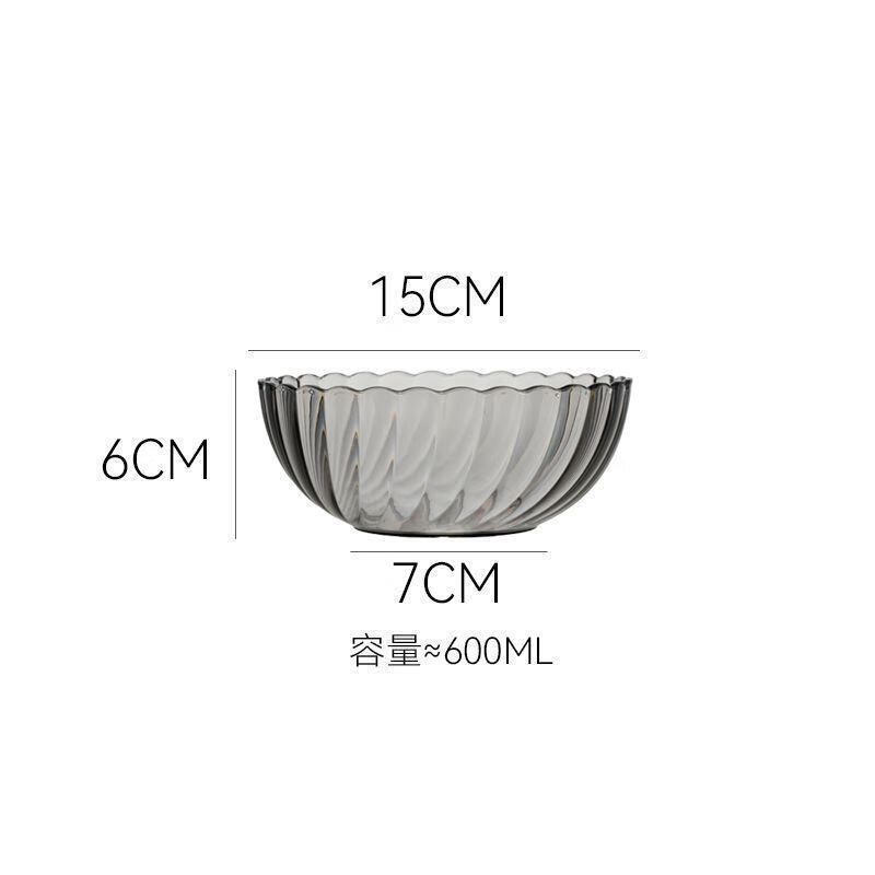 【甄選百貨】水果沙拉亞克力透明塑料碗水果盤(pán)耐摔蓮花碗旋紋洗手 煙灰色小號(hào)