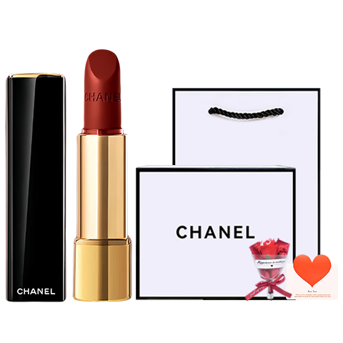 香奈兒（Chanel）口紅唇膏絲絨雙頭唇釉持色coco可可小姐禮盒裝 七夕情人節禮物 【熱賣(mài)】絲絨口紅 58#復古紅棕