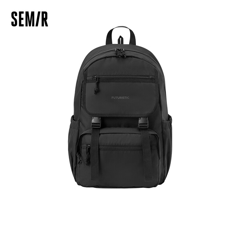 森马（Semir）【双肩包福袋】双肩包男轻便户外旅行背包情侣款简约包包 J款【大容量电脑包】-黑色90001 均码