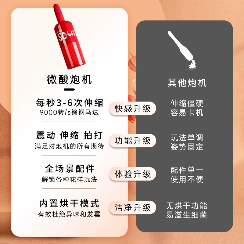 TITILLO微酸震动棒女性专用炮机伸缩炮击女用自慰器高潮棒情趣玩具成人 微酸炮机【伸缩拍打】+防水垫套装+礼包