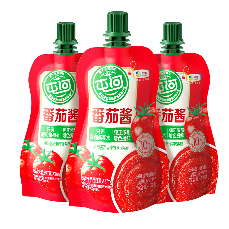 屯河番茄酱100g*3 0添加剂内蒙新疆番茄酱小包装番茄膏意面酱中粮出品