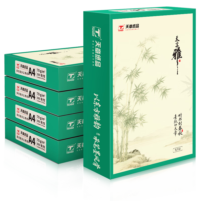 天章 （TANGO）天章雅A4纸打印纸 70g 500张/包 5包/箱 白纸草稿纸资料打印复印纸整箱2500张
