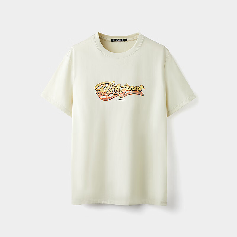 HLA海澜之家旗下黑鲸短袖T恤男25年圆领套头衫短t