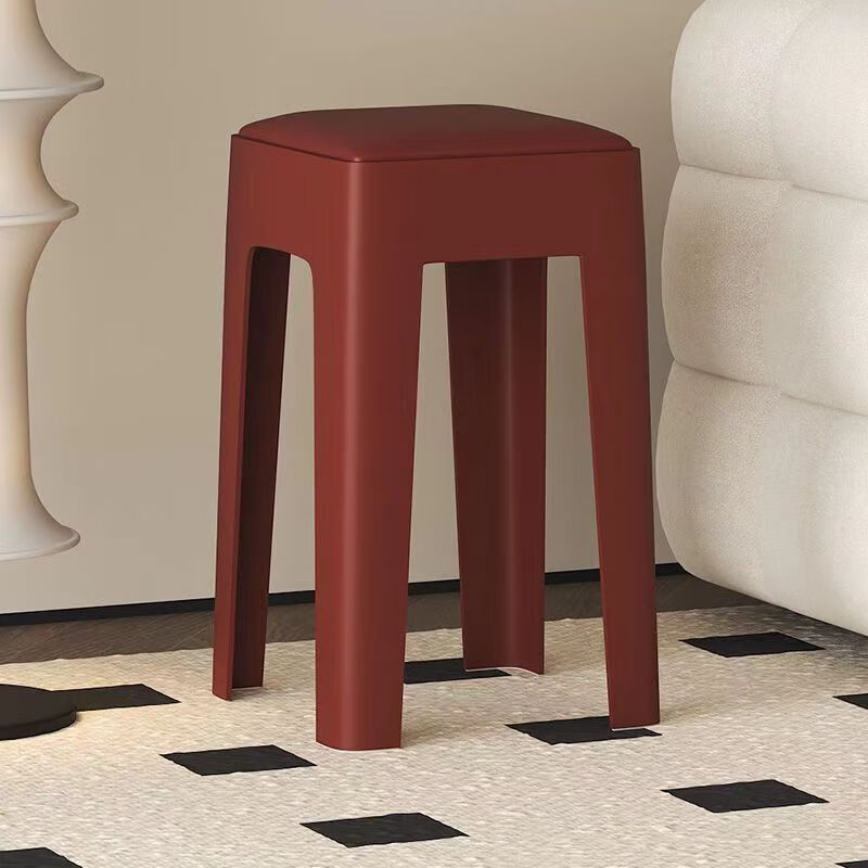 金格羽塑料家用加厚大人结实客厅吃饭防滑可叠放简约其他日杂小件 酒红色【2把】