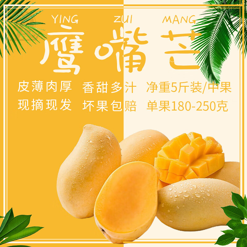 云南鹰嘴芒果 净重5斤装【单果250克-