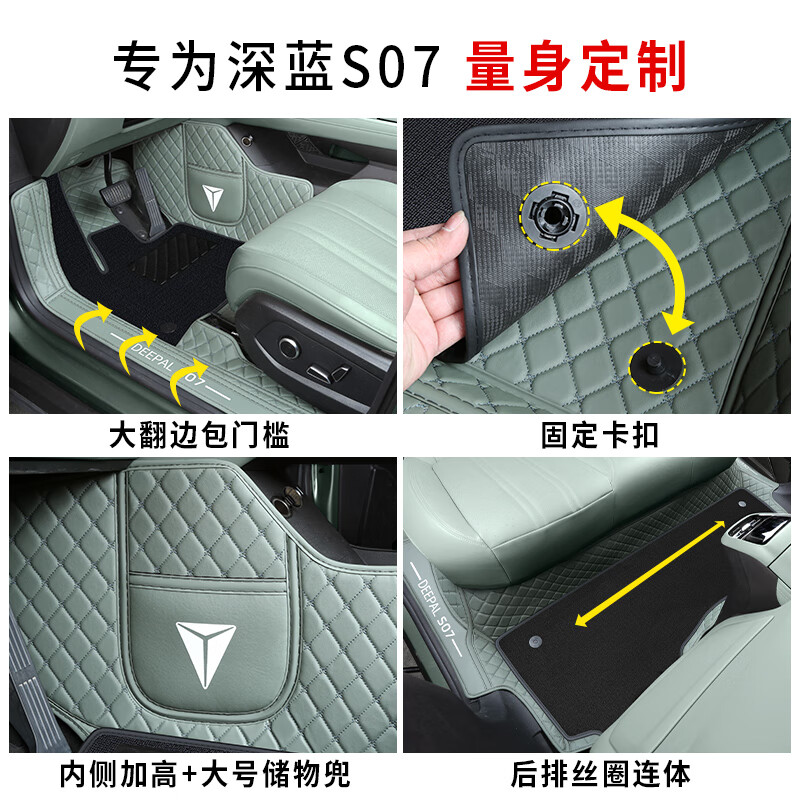 旭杉斯适用深蓝s07脚垫全包围2325款长安深蓝s07汽车用品大全深蓝 单层星野绿 深蓝汽车S07